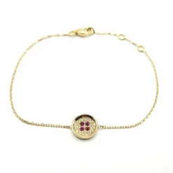Bracelet or blanc diamants et rubis signé Ely Bela