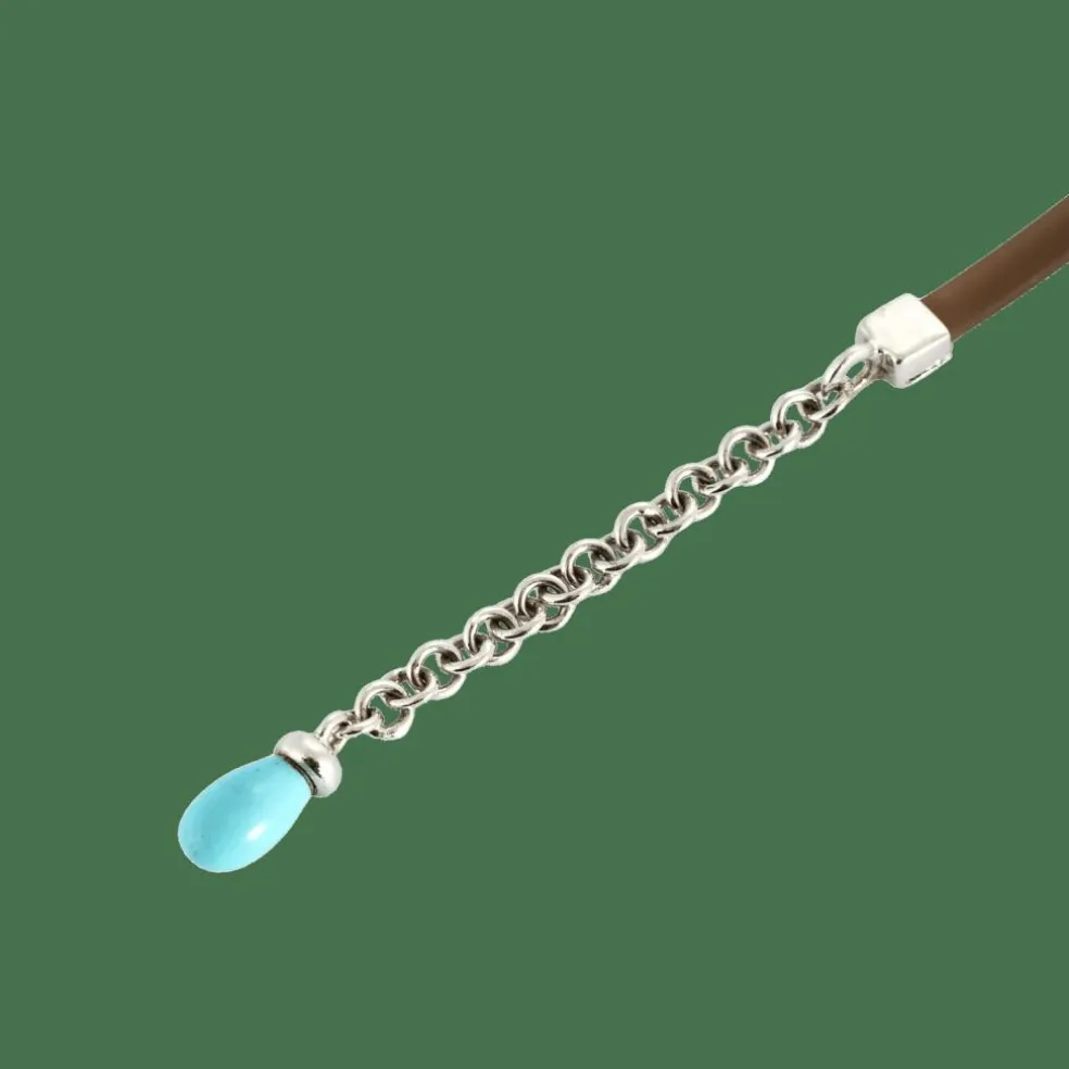 BRACELET OR BLANC, DIAMANTS ET TURQUOISE.