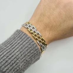 Bracelet or blanc et jaune 18 carats serti de diamants