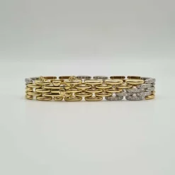 Bracelet or blanc et jaune 18 carats serti de diamants