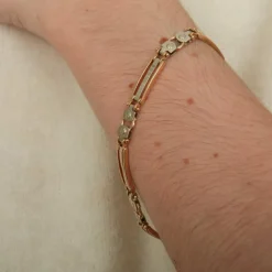 Bracelet or blanc et jaune maille moderne