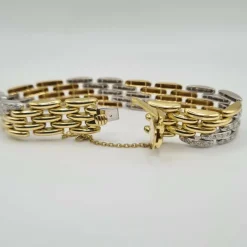 Bracelet or blanc et jaune 18 carats serti de diamants
