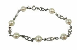 Bracelet or blanc et perles de culture