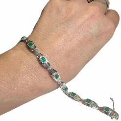 Bracelet or blanc émeraude