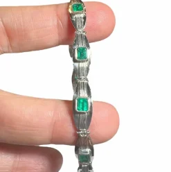 Bracelet or blanc émeraude