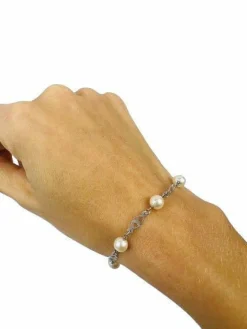Bracelet Or Blanc Perles de Cultures
