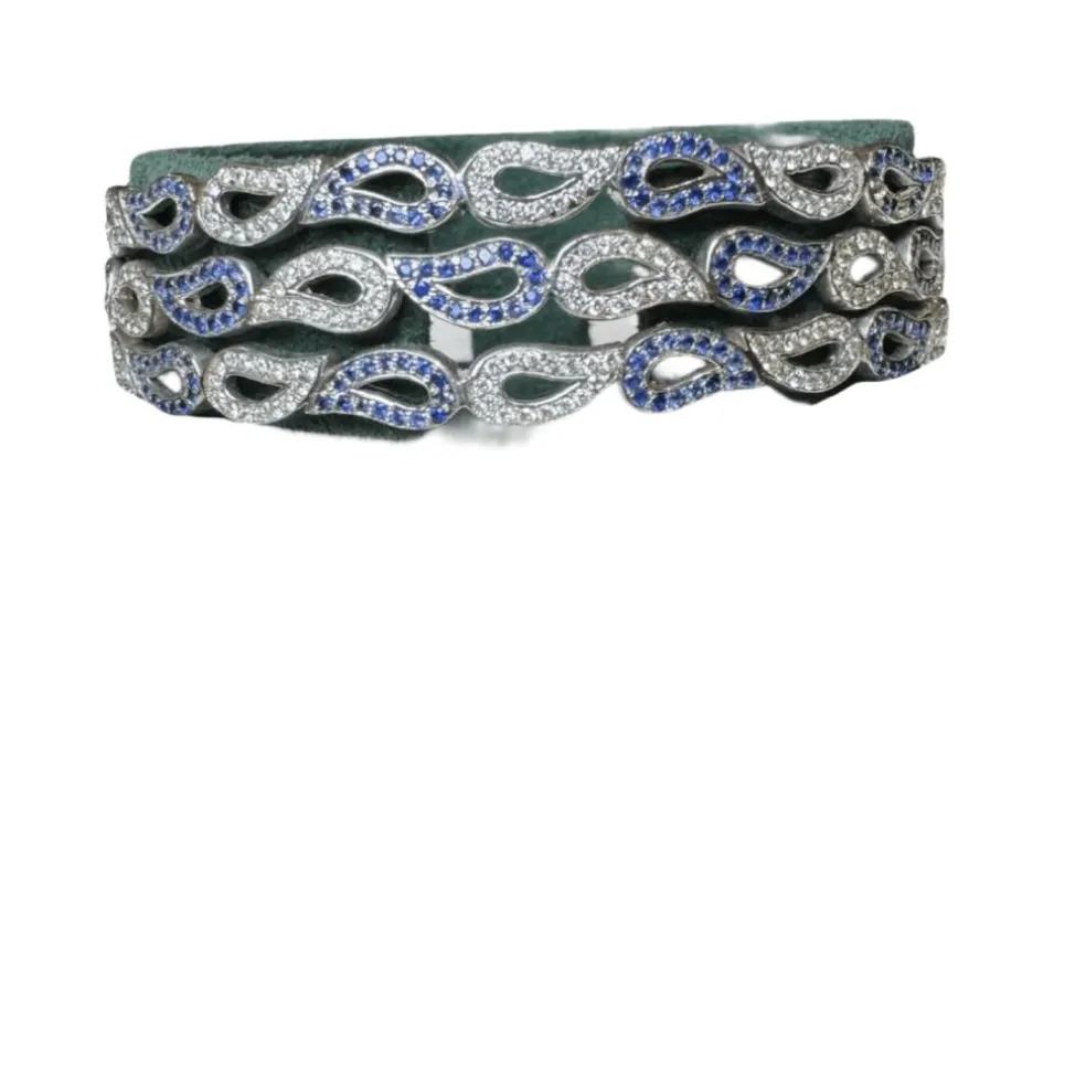 Bracelet or blanc saphirs diamants