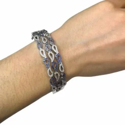 Bracelet or blanc saphirs diamants