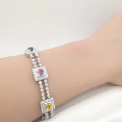 Bracelet or blanc saphirs diamants certifié HRD Anvers
