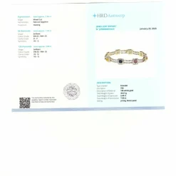 Bracelet or blanc saphirs diamants certifié HRD Anvers