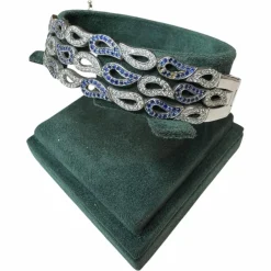 Bracelet or blanc saphirs diamants
