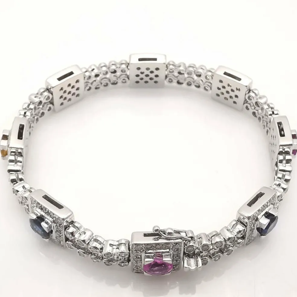 Bracelet or blanc saphirs diamants certifié HRD Anvers