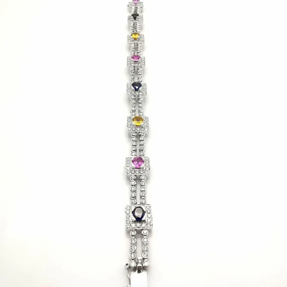 Bracelet or blanc saphirs diamants certifié HRD Anvers