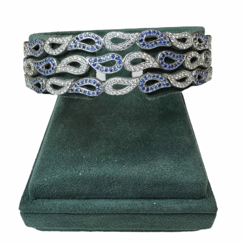 Bracelet or blanc saphirs diamants