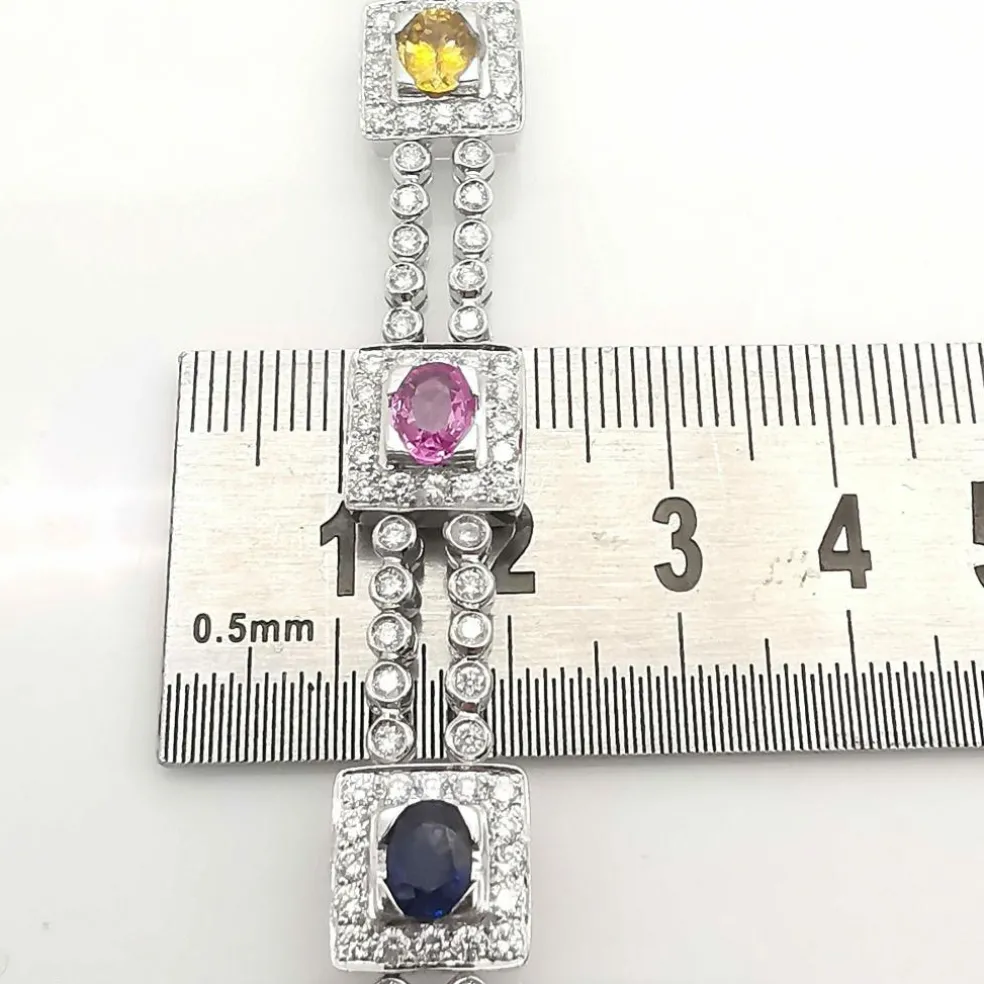 Bracelet or blanc saphirs diamants certifié HRD Anvers