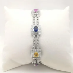 Bracelet or blanc saphirs diamants certifié HRD Anvers
