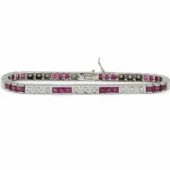 Bracelet or, diamants et rubis