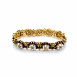 Bracelet Or Email Perle Rubis