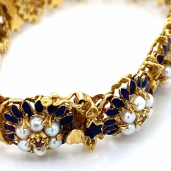 Bracelet Or Email Perle Rubis