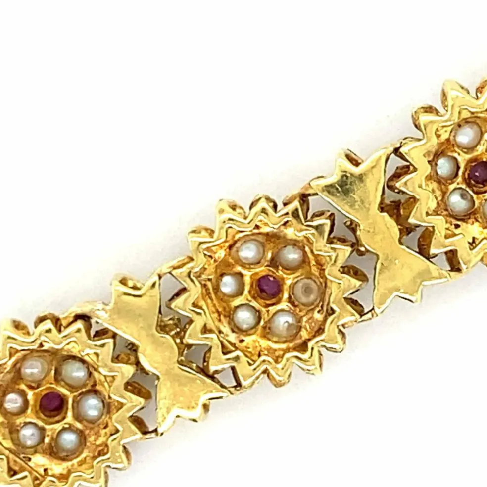 Bracelet Or Email Perle Rubis