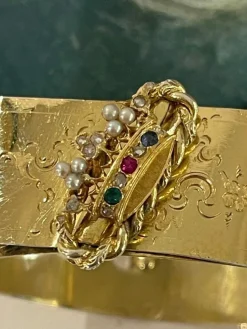 Bracelet Or Et Vermeil à Décor d'Une Couronne