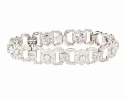 bracelet or gris et platine au motifs octogonaux