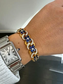 Bracelet Or Jaune 22 carats - Saphirs et Diamants