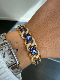 Bracelet Or Jaune 22 carats - Saphirs et Diamants