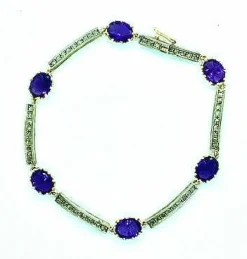 Bracelet Or jaune Argent Améthystes