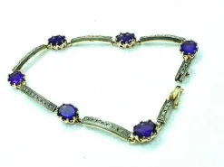 Bracelet Or jaune Argent Améthystes