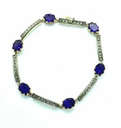 Bracelet Or jaune Argent Améthystes