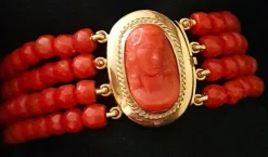 Bracelet Or jaune Corail Camée