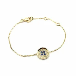 Bracelet or jaune, diamants et saphirs signé Ely Bela