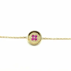 Bracelet or jaune diamants et saphirs roses signé Ely Bela