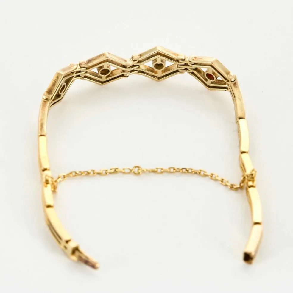 Bracelet or jaune, diamants et rubis