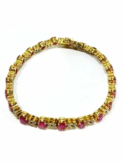 Bracelet or jaune diamants rubis