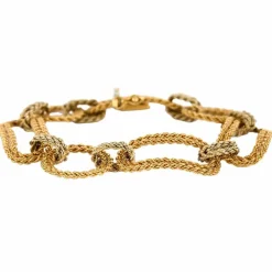 Bracelet or jaune et blanc, maille tréssée