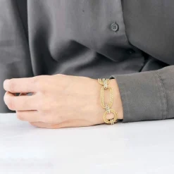 Bracelet or jaune et blanc, maille tréssée