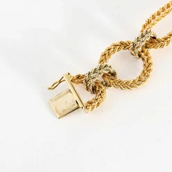 Bracelet or jaune et blanc, maille tréssée