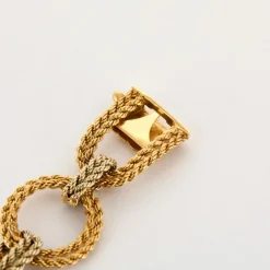 Bracelet or jaune et blanc, maille tréssée