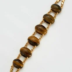 Bracelet or jaune et œil de tigre