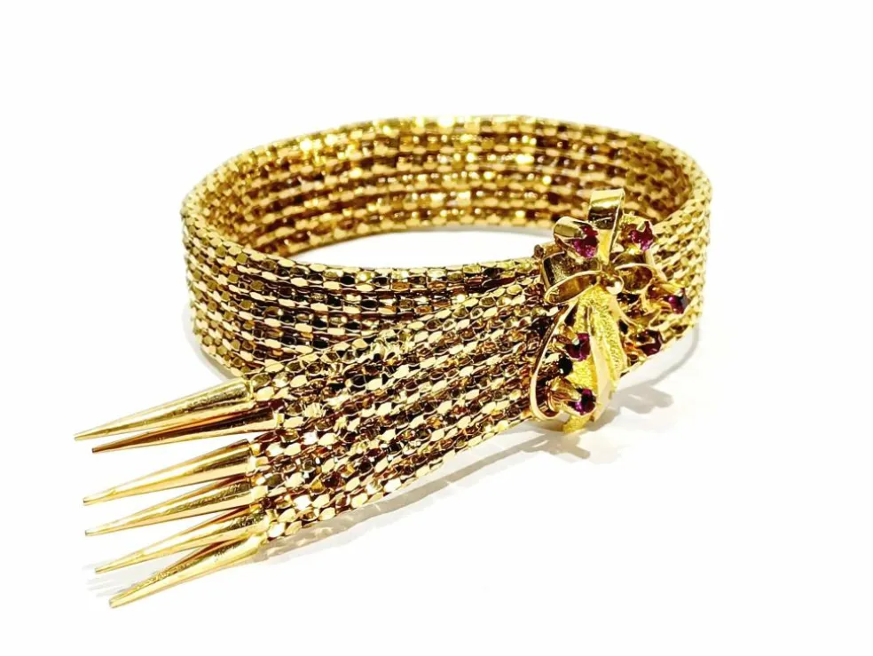 Bracelet or jaune et rubis