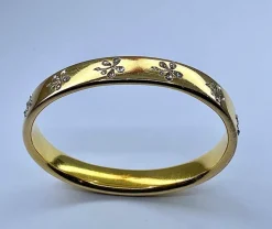 Bracelet or jaune fleurs diamants