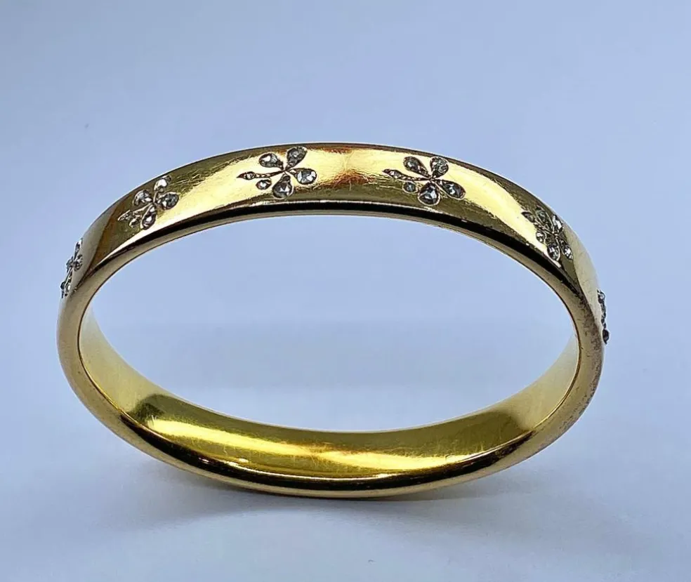 Bracelet or jaune fleurs diamants