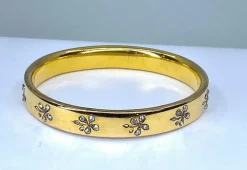 Bracelet or jaune fleurs diamants