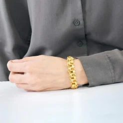 Bracelet or jaune godronné