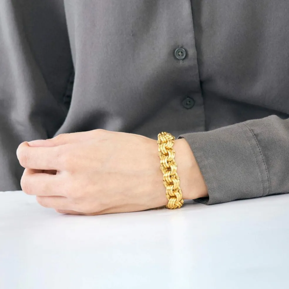 Bracelet or jaune godronné