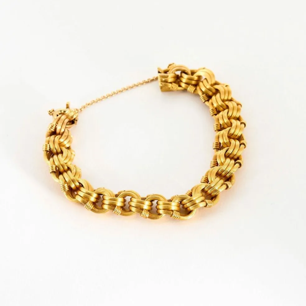 Bracelet or jaune godronné