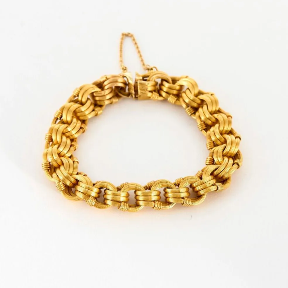 Bracelet or jaune godronné
