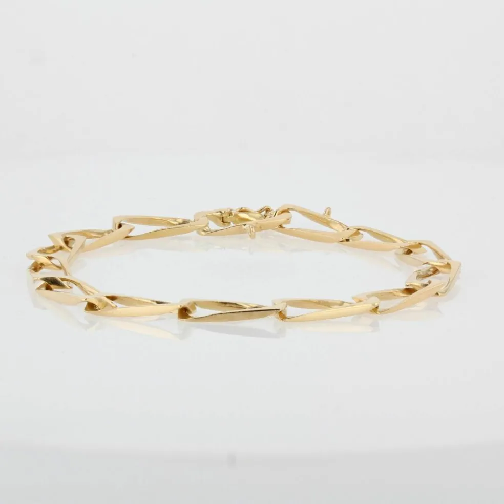 Bracelet or jaune gourmette maillons rectangulaires